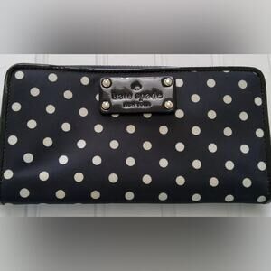 Kate Spade New York Polka Dot Zip Around Wallet Black White. EUC. See Video